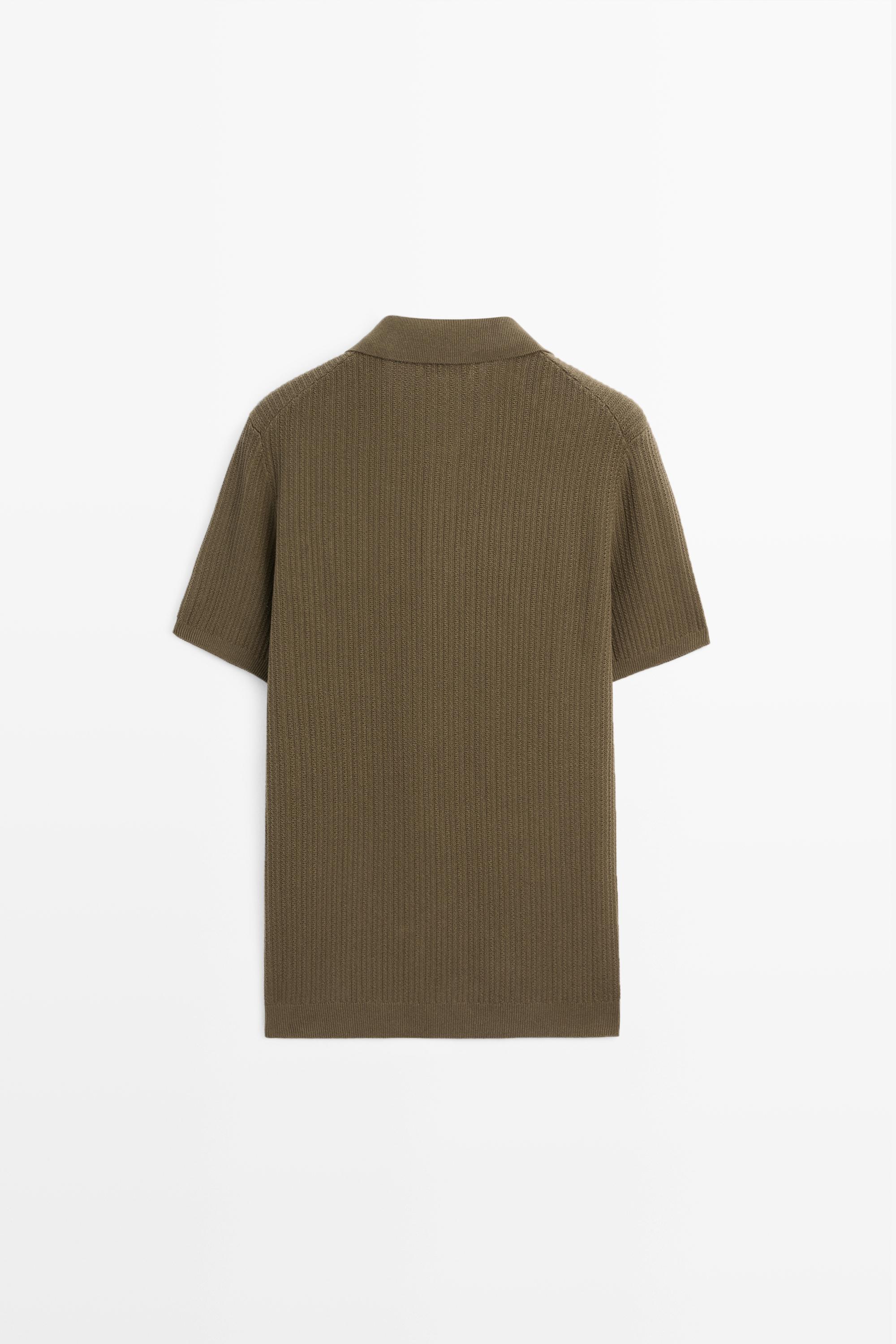 100% cotton textured knit polo sweater